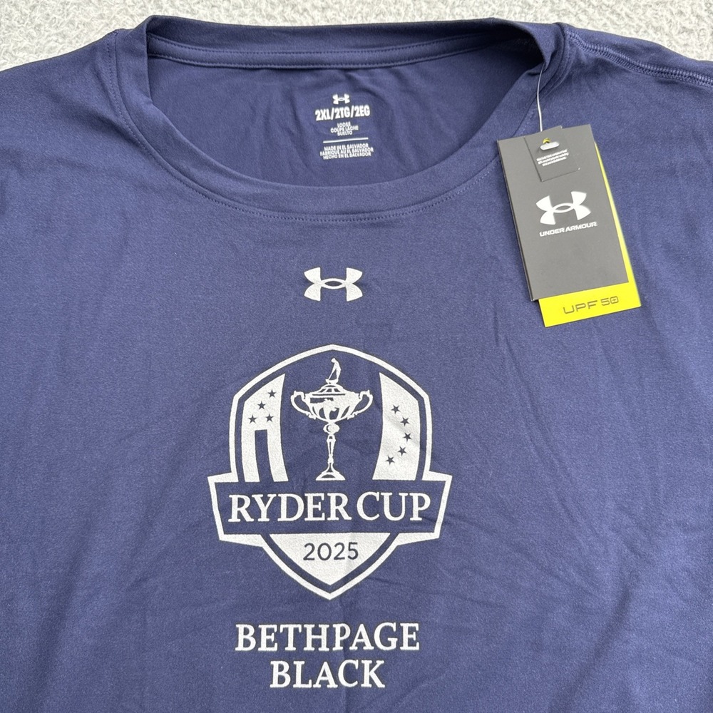 Bethpage Black 2025 Ryder Cup Shirt Mens XXL Loose S/S Stretch Tech Under Armour